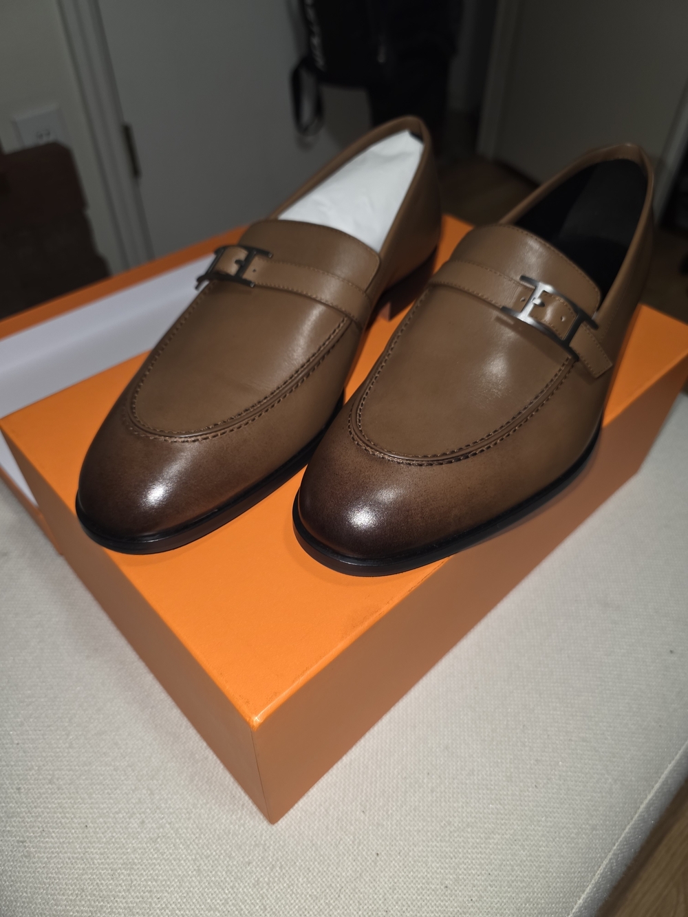 Brand New Hermès Moccasin Homme Monterey Veau Patine